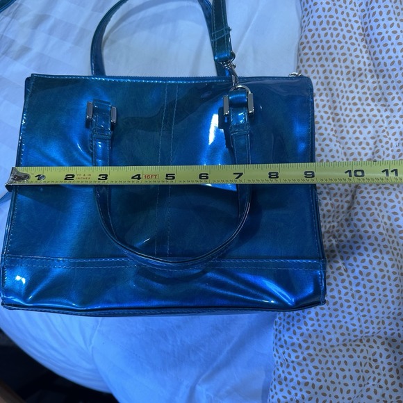 Vintage Shiny Plastic Y2K Style Women's Bag purse strap Turquoise - Picture 8 of 14